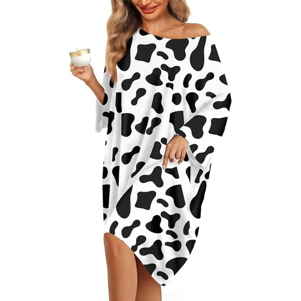 KFUBUO Plus Size Nightgowns for Women Cow Print Fit S-5XL Oversized Sleep